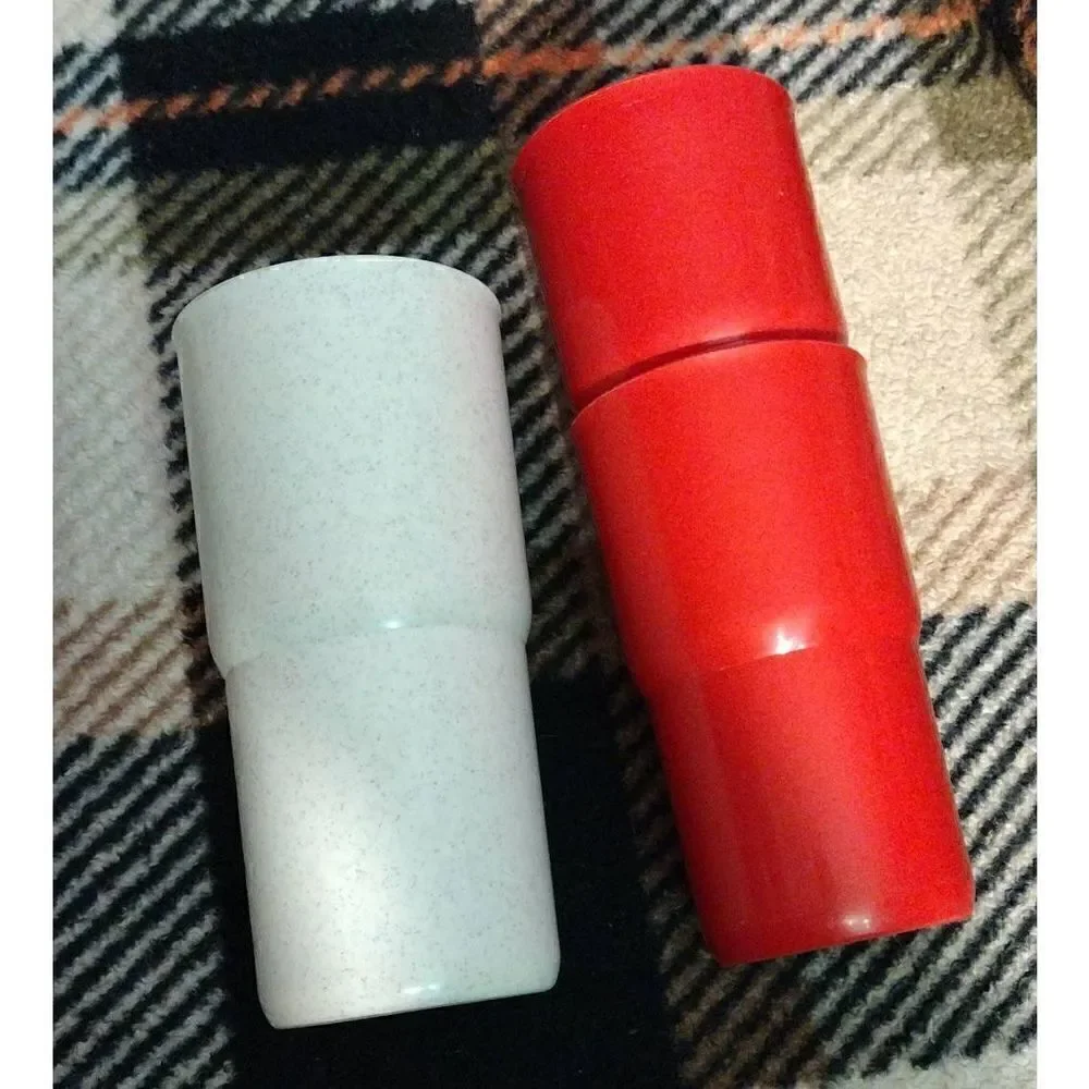 Vintage Tupperware 12 Oz. Tumblers Drinking Cups 2412D Plastic Set of 2 One 16oz